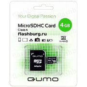 Карта памяти MicroSD 4 Gb 6 кл. Qumo c ад.