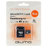 Карта памяти MicroSD 8 Gb 6 кл. Qumo c aд.